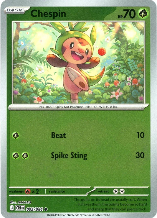 Chaos Rising - 005/086 - Chespin - Reverse Holo