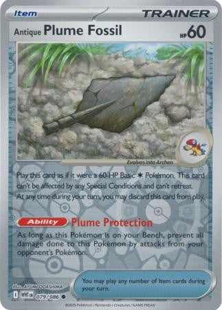 White Flare - 079/086 - Antique Plume Fossil - Reverse Holo