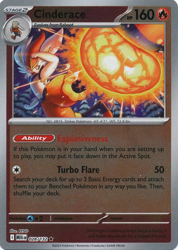 Mega Evolution - 028/132 - Cinderace - Reverse Holo