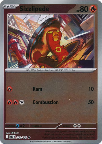 Mega Evolution - 029/132 - Sizzlipede - Reverse Holo