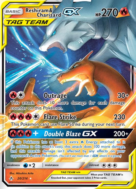 Unbroken Bonds - 020/214 - Reshiram & Charizard GX (Tag Team)
