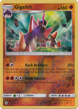Sun & Moon - 071/149 - Gigalith - Reverse Holo