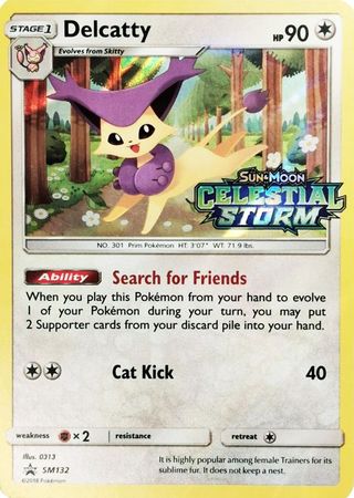Black Star Promos - SM132 - Delcatty - Pre-Release Holo