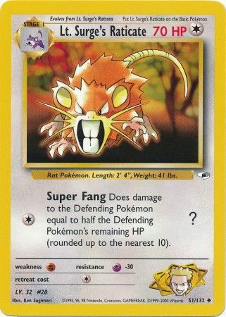 Gym Heroes - 051/132 - Lt. Surge's Raticate