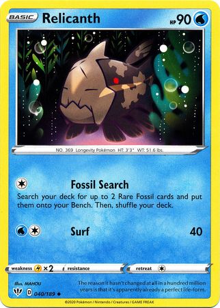 Darkness Ablaze - 040/189 - Relicanth