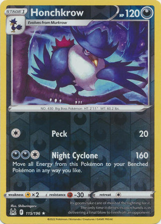 Lost Origin - 115/196 - Honchkrow - Reverse Holo
