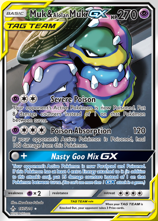 Unbroken Bonds - 197/214 - Muk & Alolan Muk GX (Tag Team)