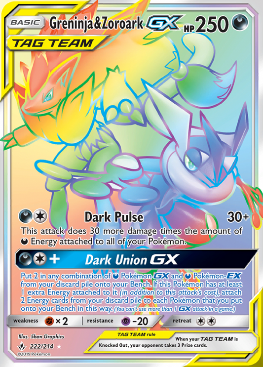 Unbroken Bonds - 222/214 - Greninja & Zoroark GX (Tag Team)