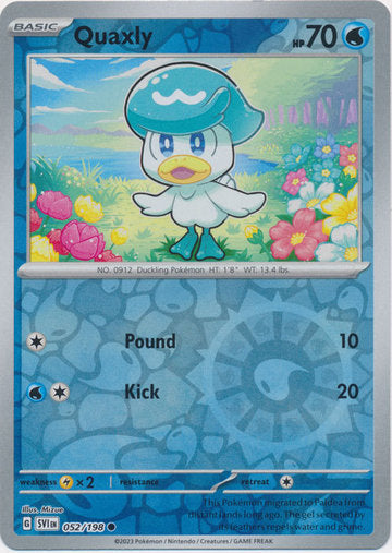 Scarlet & Violet - 052/198 - Quaxly - Reverse Holo