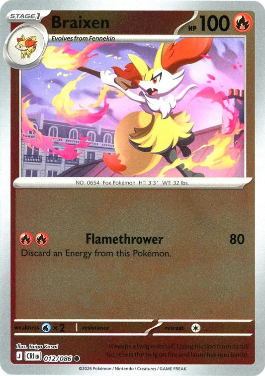Chaos Rising - 012/086 - Braixen - Reverse Holo
