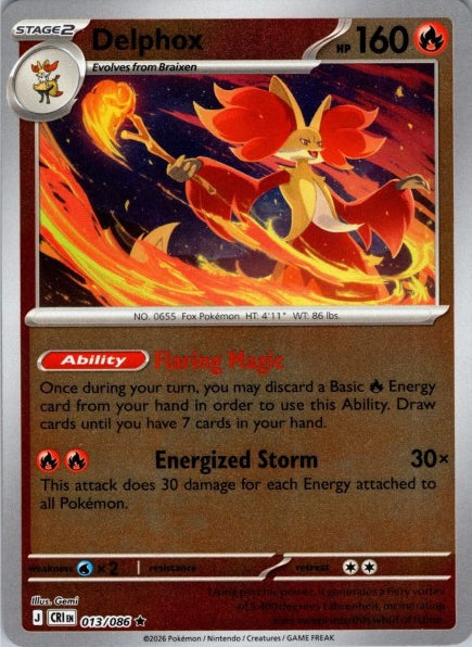 Chaos Rising - 013/086 - Delphox - Reverse Holo