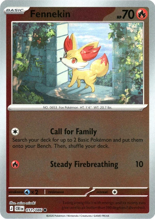 Chaos Rising - 011/086 - Fennekin - Reverse Holo