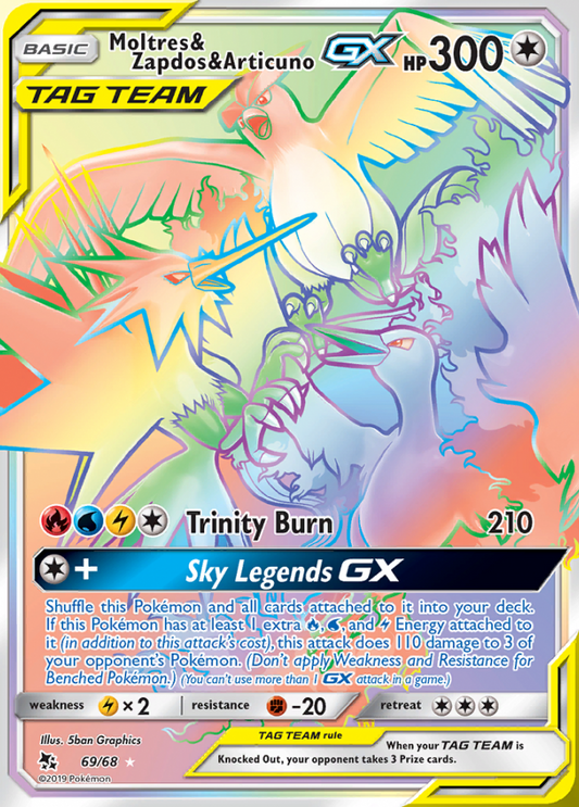 Hidden Fates - 069/068 - Moltres & Zapdos & Articuno GX (Tag Team)