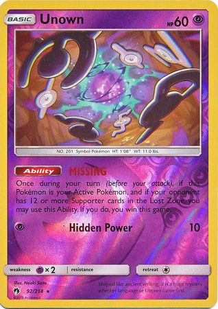 Lost Thunder - 092/214 - Unown - Reverse Holo