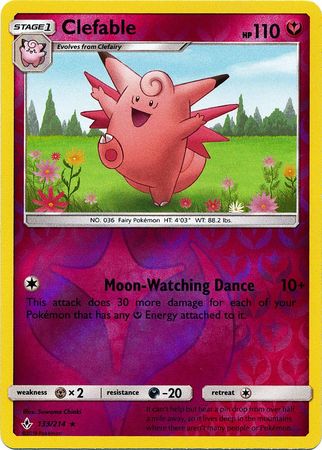 Unbroken Bonds - 133/214 - Clefable - Reverse Holo