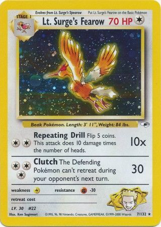 Gym Heroes - 007/132 - Lt. Surge's Fearow - Holo