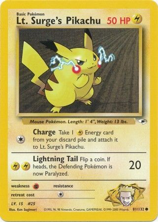 Gym Heroes - 081/132 - Lt. Surge's Pikachu