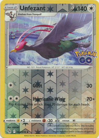 Pokémon GO - 063/078 - Unfezant - Reverse Holo