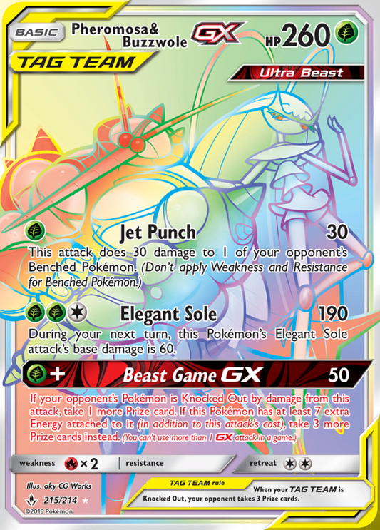 Unbroken Bonds - 215/214 - Pheromosa & Buzzwole GX (Tag Team)